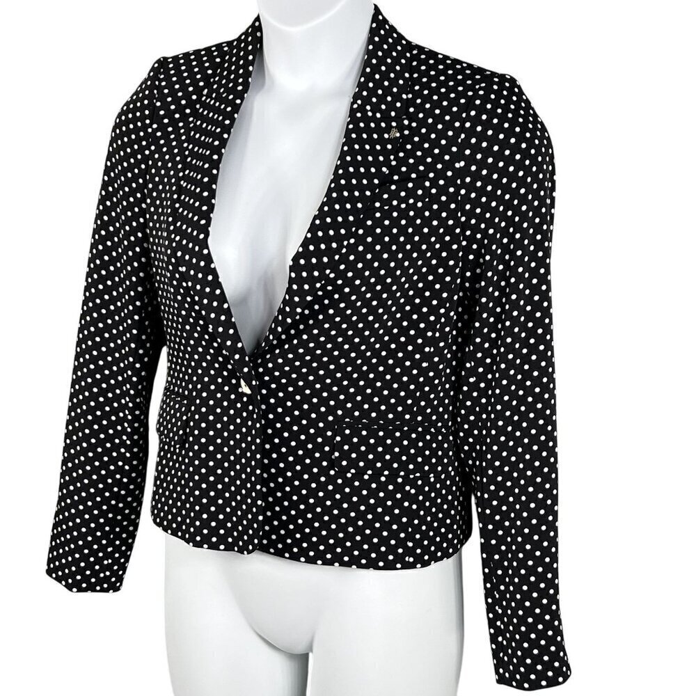 Tommy Hilfiger NEW Womens 4 Polka Dot Black White Logo Pin Blazer Career Wear - Picture 6 of 16
